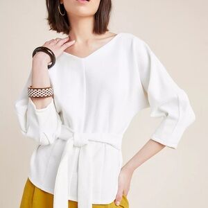Anthrolologie Boat Neck Top with Tie Waist